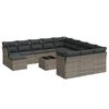 vidaXL 13-tlg. Garten-Sofagarnitur mit Kissen Grau Poly Rattan