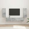 vidaXL TV-Wandregal-Set Wandmontiert 4 pcs Beton Grau Holzwerkstoff