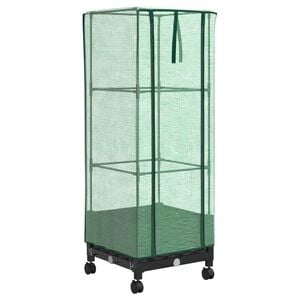vidaXL Gartenplanter mit Gew&auml;chshausabdeckung und R&auml;dern Schwarz PP