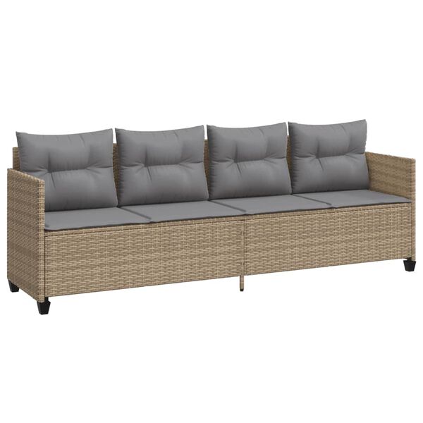vidaXL 5-tlg. Garten-Sofagarnitur mit Kissen Beige Poly Rattan