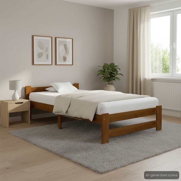 vidaXL Massivholzbett Honigbraun Kiefer 100x200 cm
