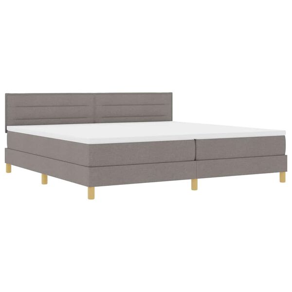 vidaXL LED Boxspringbett mit Matratze mit LED Taupe 200 x 200 cm Stoff