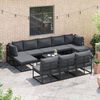 vidaXL Garten-Sofa-Set mit Kissen 11 pcs Schwarz Aluminium