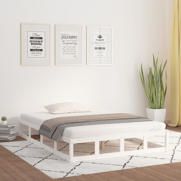 vidaXL Massivholzbett Wei&szlig; 200x200 cm