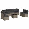vidaXL 9-tlg. Garten-Sofagarnitur mit Kissen Grau Poly Rattan