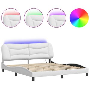 vidaXL Bettgestell mit LED ohne Matratze "Hvar" Schwarz und Wei&szlig; 180x200 cm