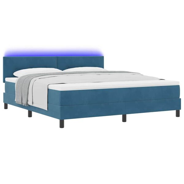 vidaXL Boxspringbett mit Kopfteil Dunkelblau 180 x 200 cm Samt