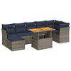 vidaXL 8-tlg. Garten-Sofagarnitur mit Kissen Grau Poly Rattan
