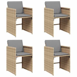 vidaXL Gartenst&uuml;hle mit Kissen 4 Stk. Beigemischung Poly Rattan