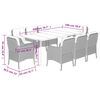vidaXL 9-tlg. Garten-Essgruppe mit Kissen Grau Poly Rattan
