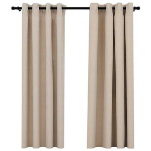 vidaXL Verdunkelungsvorh&auml;nge 2 Stk. &Ouml;sen Leinenoptik Beige 140x175 cm