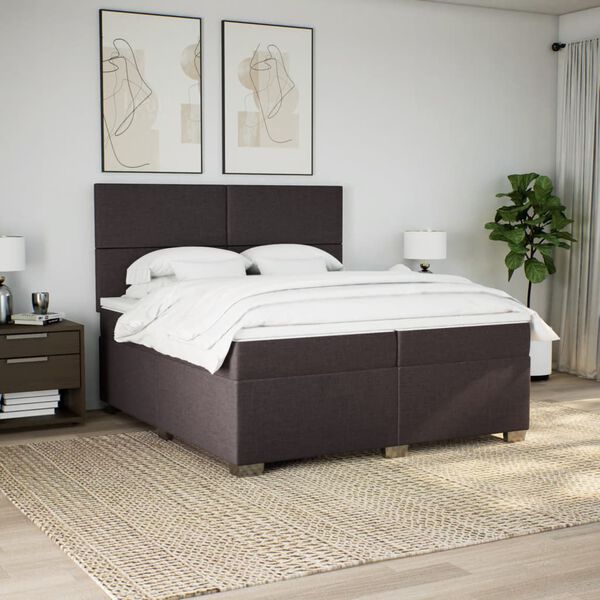 vidaXL Boxspringbett mit Matratze Dunkelbraun 200x200 cm Stoff