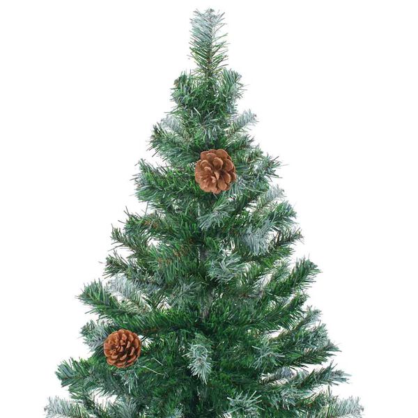 vidaXL Künstlicher Weihnachtsbaum mit Beleuchtung Kugeln Zapfen 210 cm