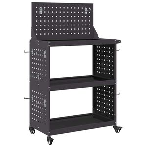 vidaXL Werkzeugwagen Schwarz 65 x 35 x 111 cm Kaltgewalzter Stahl