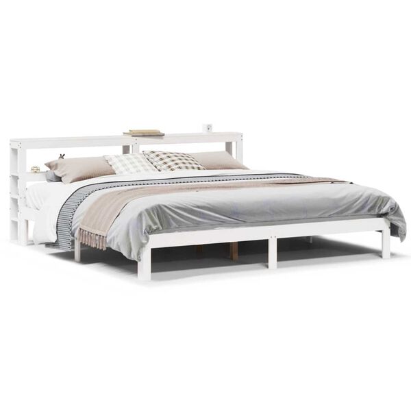 vidaXL Bettgestell mit Kopfteil ohne Matratze Wei&szlig; 180x200 cm