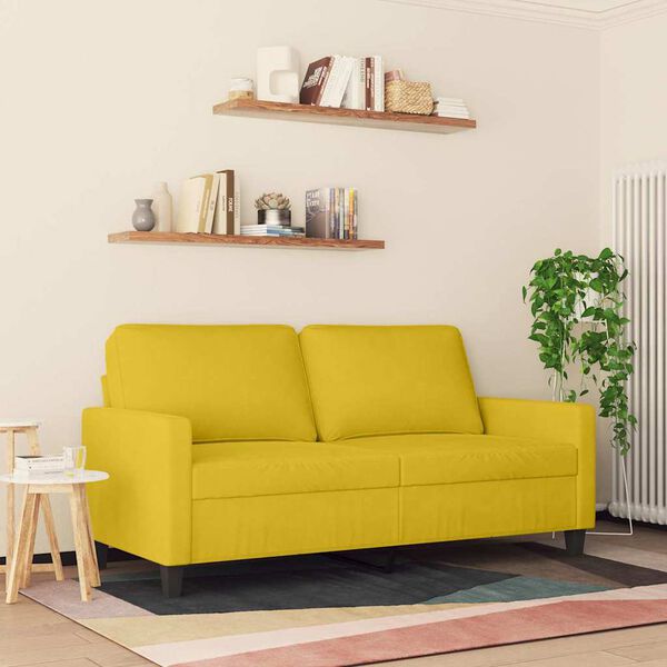 vidaXL 2-Sitzer-Sofa Gelb 140 cm Samt