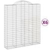vidaXL Gabionen mit Hochbogen 6 Stk. 200x50x220/240cm Verzinktes Eisen