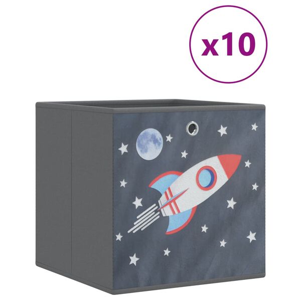 vidaXL Faltboxen 10 Stk. Grau 32x32x32 cm Vlies