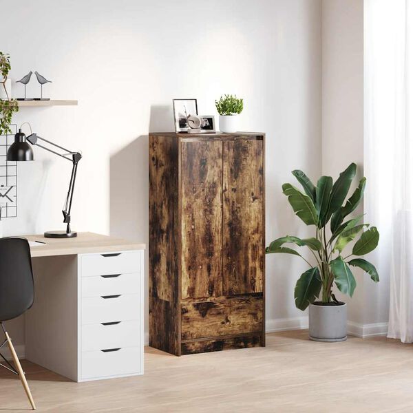vidaXL Schrank mit Schublade R&auml;uchereiche 55,5x34x119,5 cm