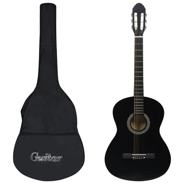 vidaXL Klassikgitarre f&uuml;r Anf&auml;nger mit Tasche Schwarz 4/4 39"