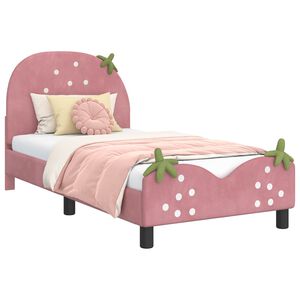 vidaXL Kinderbettgestell mit Kopfteil Rosa 80 x 160 cm Samt