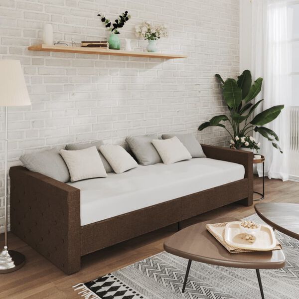 vidaXL Tagesbett mit Matratze USB Dunkelbraun Stoff 90x200 cm