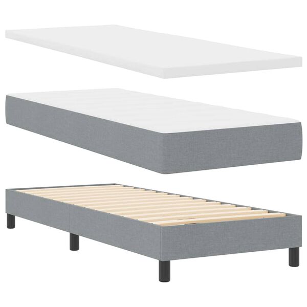 vidaXL Boxspringbett mit Matratze Hellgrau 200 x 80 cm Polyester