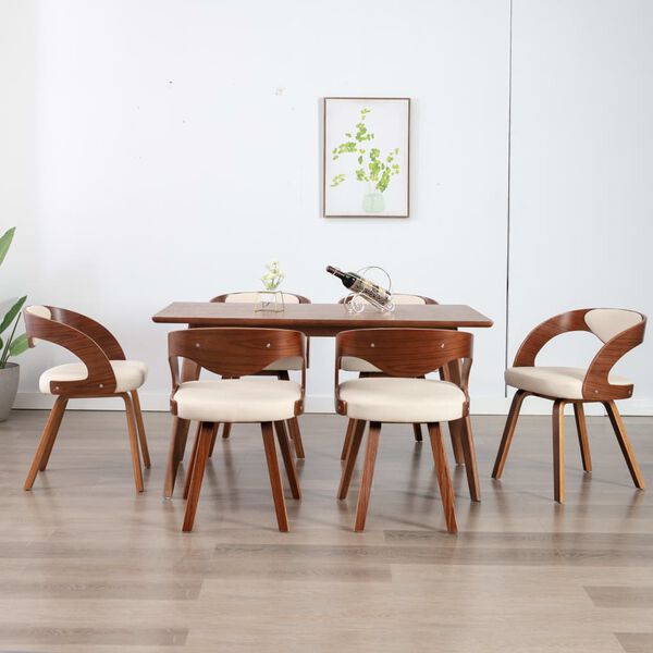vidaXL Esszimmerst&uuml;hle 6 Stk. Creme Bugholz und Kunstleder