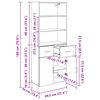 vidaXL Highboard Schwarz Eichen-Optik 69,5 x 34 x 180 cm Holzwerkstoff