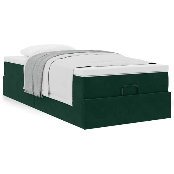 vidaXL Ottoman-Bett mit Matratze Dunkelgr&uuml;n 80x200 cm Samt