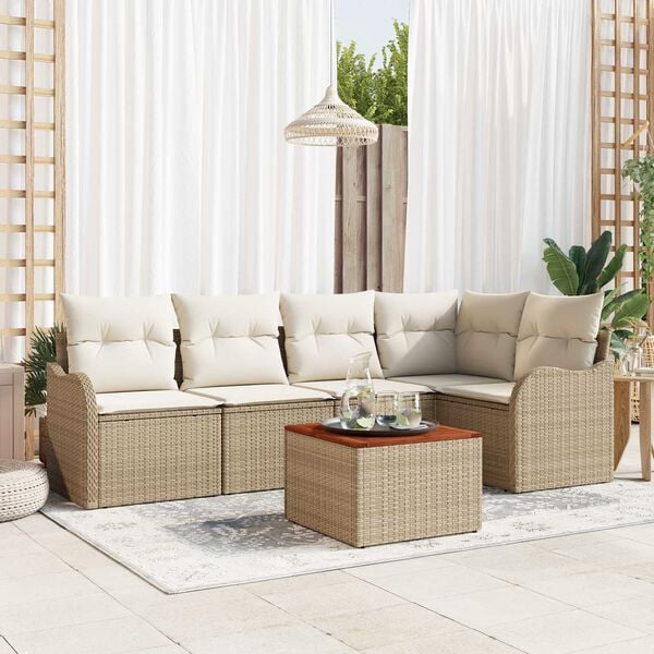 vidaXL Garten-Sofa-Set 6 pcs Beige und Wei&szlig;