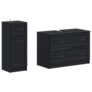 vidaXL 2-teiliges Badezimmer Schrank Set UTRECHT Schwarz Holzwerkstoff
