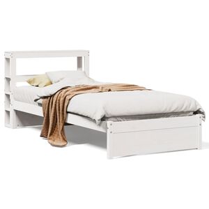 vidaXL Bettgestell mit Kopfteil ohne Matratze Wei&szlig; 75x190 cm