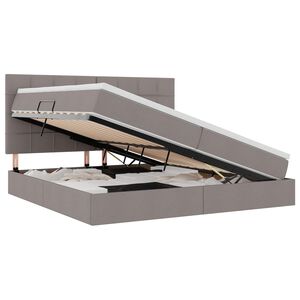vidaXL Bett mit Stauraum und LED mit LED Taupe 200 x 200 cm Polyester