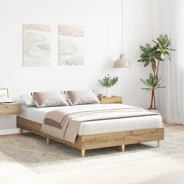 vidaXL Bettgestell ohne Matratze Artisan-Eiche 140x190cm Holzwerkstoff