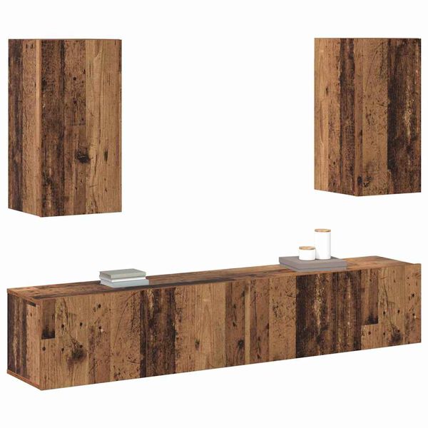 vidaXL TV-Schrankset Wandmontiert 4 pcs Altholz Holzwerkstoff