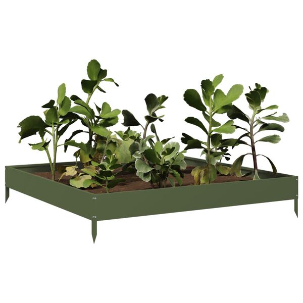 vidaXL Hochbeet Olivgr&uuml;n 100x100x18,5 cm Stahl