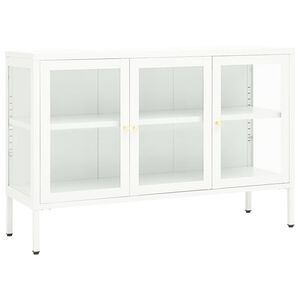 vidaXL Sideboard Wei&szlig; 105x35x70 cm Stahl und Glas