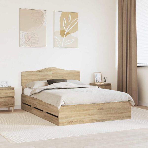 vidaXL Bettrahmen Sonoma-Eiche 140 x 200 cm Ingenieurs Holz