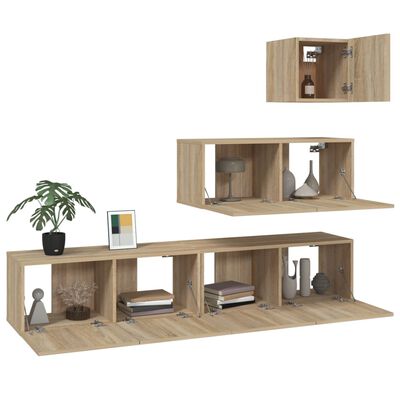 vidaXL 4-tlg. TV-Schrank-Set Sonoma-Eiche Holzwerkstoff