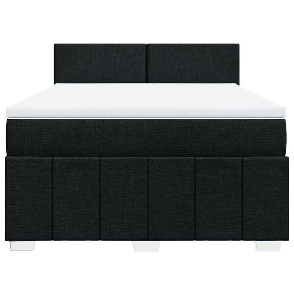 vidaXL Boxspringbett mit Matratze Schwarz 140x200 cm Stoff