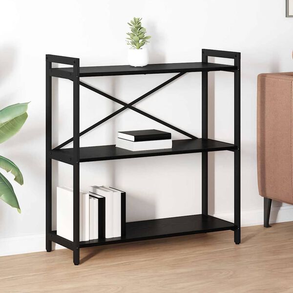 vidaXL B&uuml;cherregal Schwarz Eichen-Optik 80 x 30 x 85 cm Holzwerkstoff