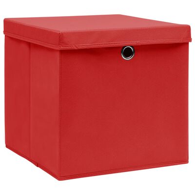 vidaXL Aufbewahrungsboxen mit Deckeln 4 Stk. 28x28x28 cm Rot