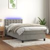 vidaXL Boxspringbett mit Matratze & LED Hellgrau 80x200 cm Samt