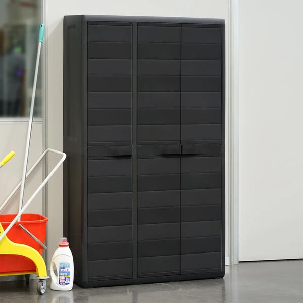 vidaXL Gartenschrank mit 4 Regalen Schwarz