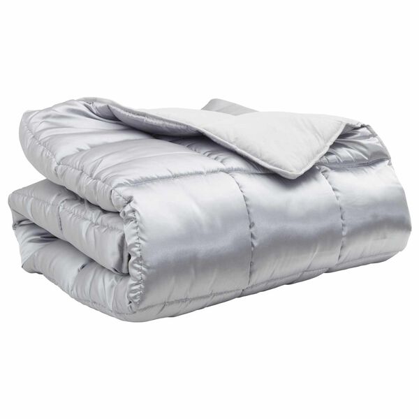 vidaXL Winterbettdecke Silber 240 x 200 cm Satin und Mikrofaser