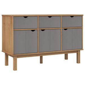 vidaXL Sideboard OTTA Braun&Grau 114x43x73,5 cm Massivholz Kiefer