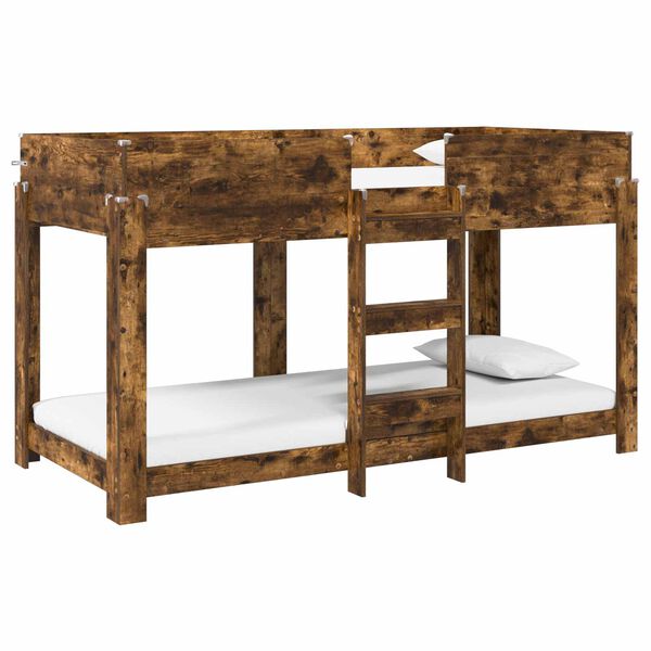 vidaXL Etagenbett f&uuml;r Kinder Ger&auml;ucherte Eiche 100 x 200 cm