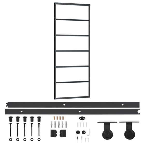 vidaXL Schiebet&uuml;r mit Beschlag ESG-Glas & Aluminium 76x205 cm