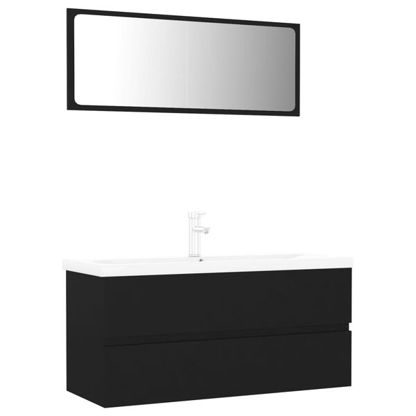 vidaXL Badm&ouml;bel-Set Schwarz Holzwerkstoff